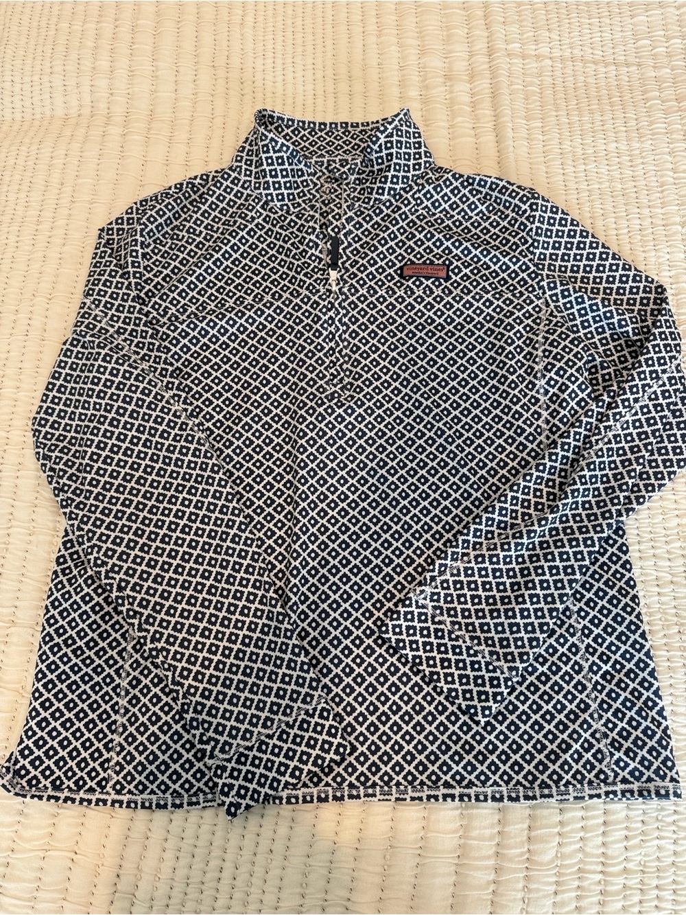 Vineyard Vines Sankaty Shep Shirt Navy & White Quarter-Zip Pullover